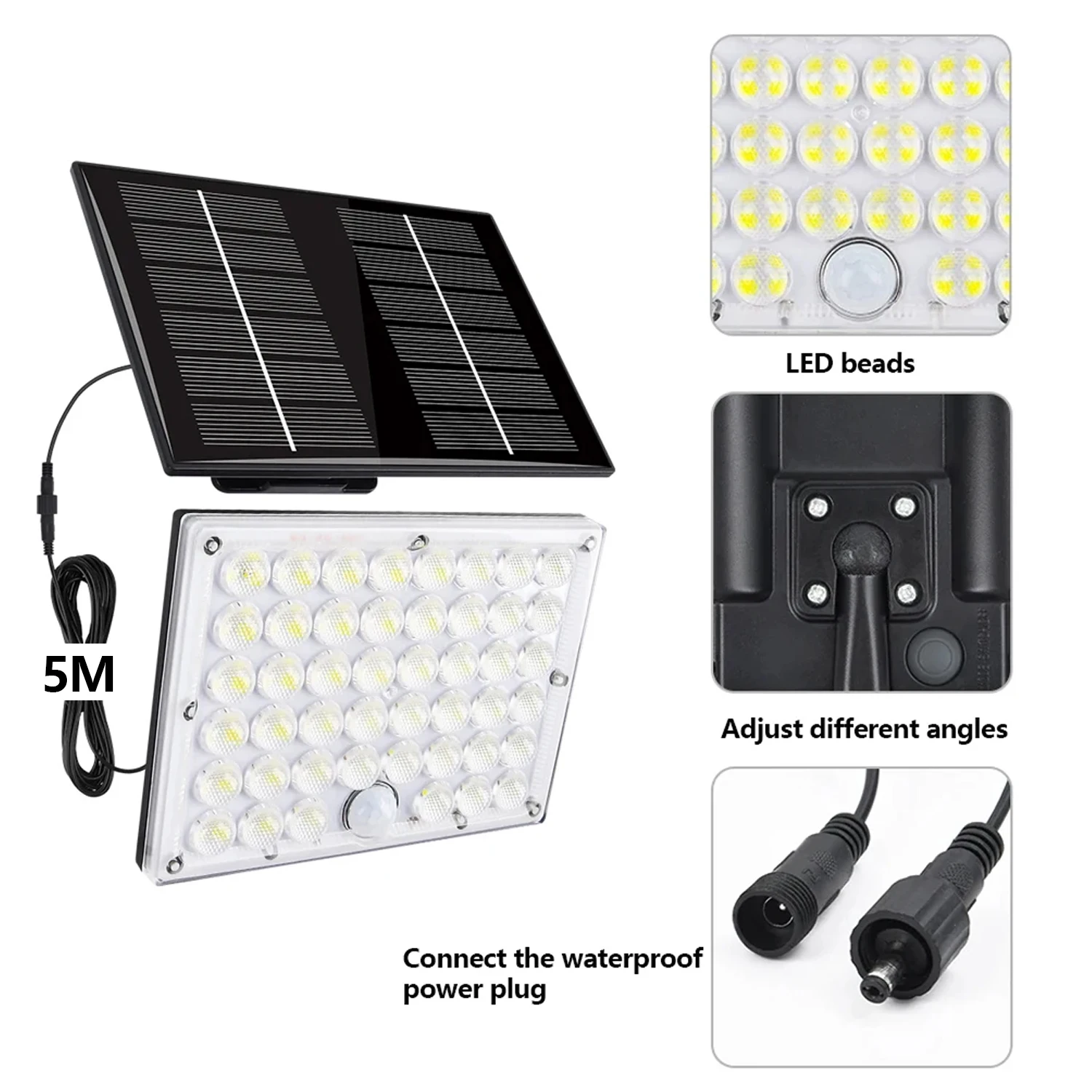 2 Stück 234LED Solar-Wandleuchte IP65 Wasserdicht Bewegungssensor Flutlicht Außen Split Sicherheitsbeleuchtung Lampe für Terrasse, Hof, Garage – Detail 11