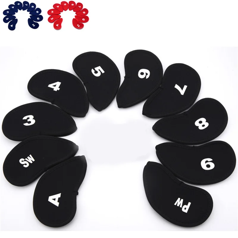 

10pcs Golf Head Covers Club Iron Protector Neoprene Headcover Golf Accessory Black Golfer Light Gift For Golfers Three Colors