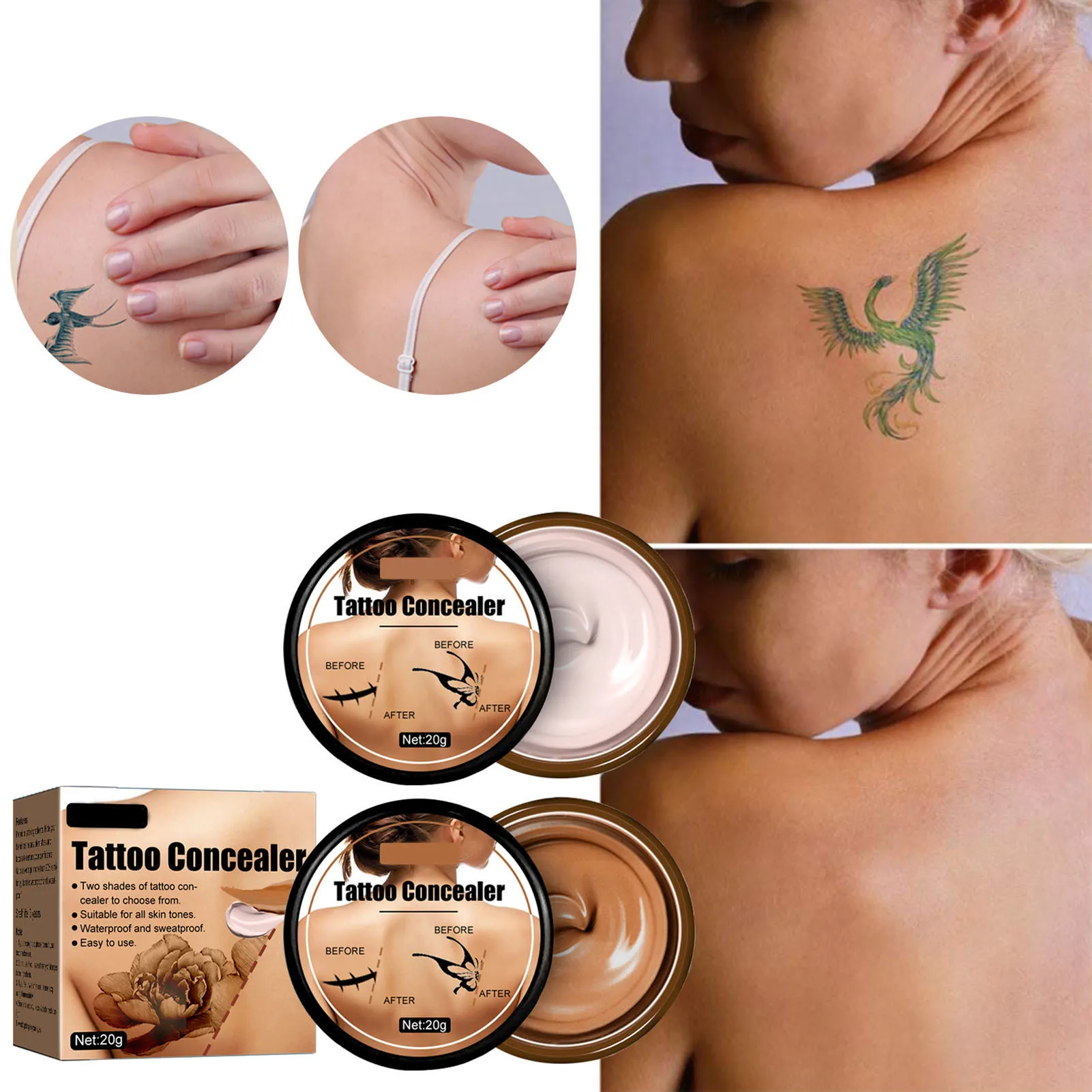 خافي عيوب الوشم المقاوم للماء للرجال والنساء ، ندبات الجلد ، البقع الداكنة ، علامات الولادة ، المكياج المحمول ، من من من oz