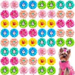 10PCS Cute Dog Flower Bows Puppy Cat Rabbit Bows with Rubber Bands for Dogs Pet Bowknot Headwear Dog Grooming Accessories