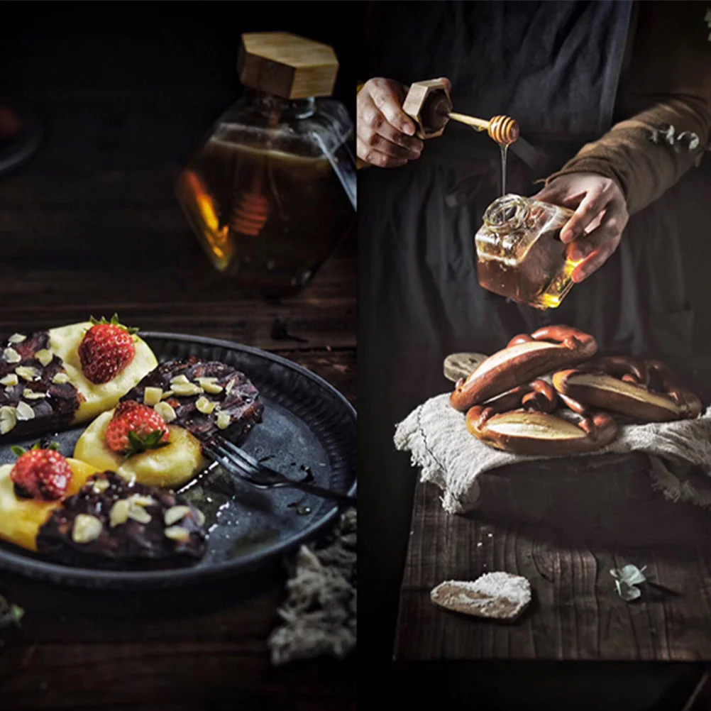 

Sealing Glass Honey Pot Clear Transparent Jam Jar Wooden Lid Honey Dipper Spiral Design Drip Slow Home Kitchen Use 380Ml