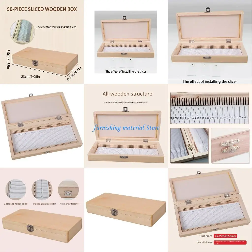 Y5GD Small Wooden Slide Box Prevents Breakage for Stores 50 Prepared Microscope