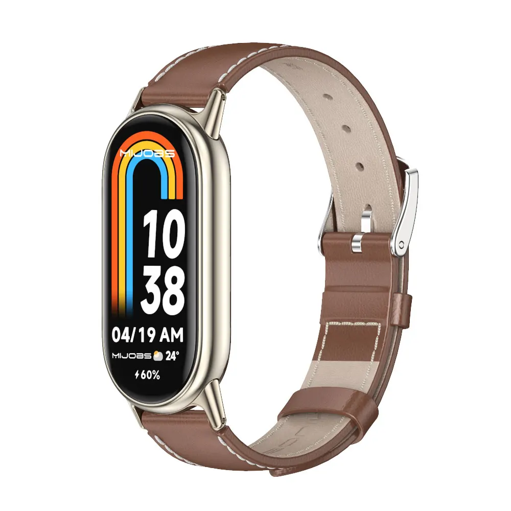 Pulseira de couro para Xiaomi Smart Band, Mi Band 8 Pulseira, Substituição Pulseira, Versão NFC, MiBand 9