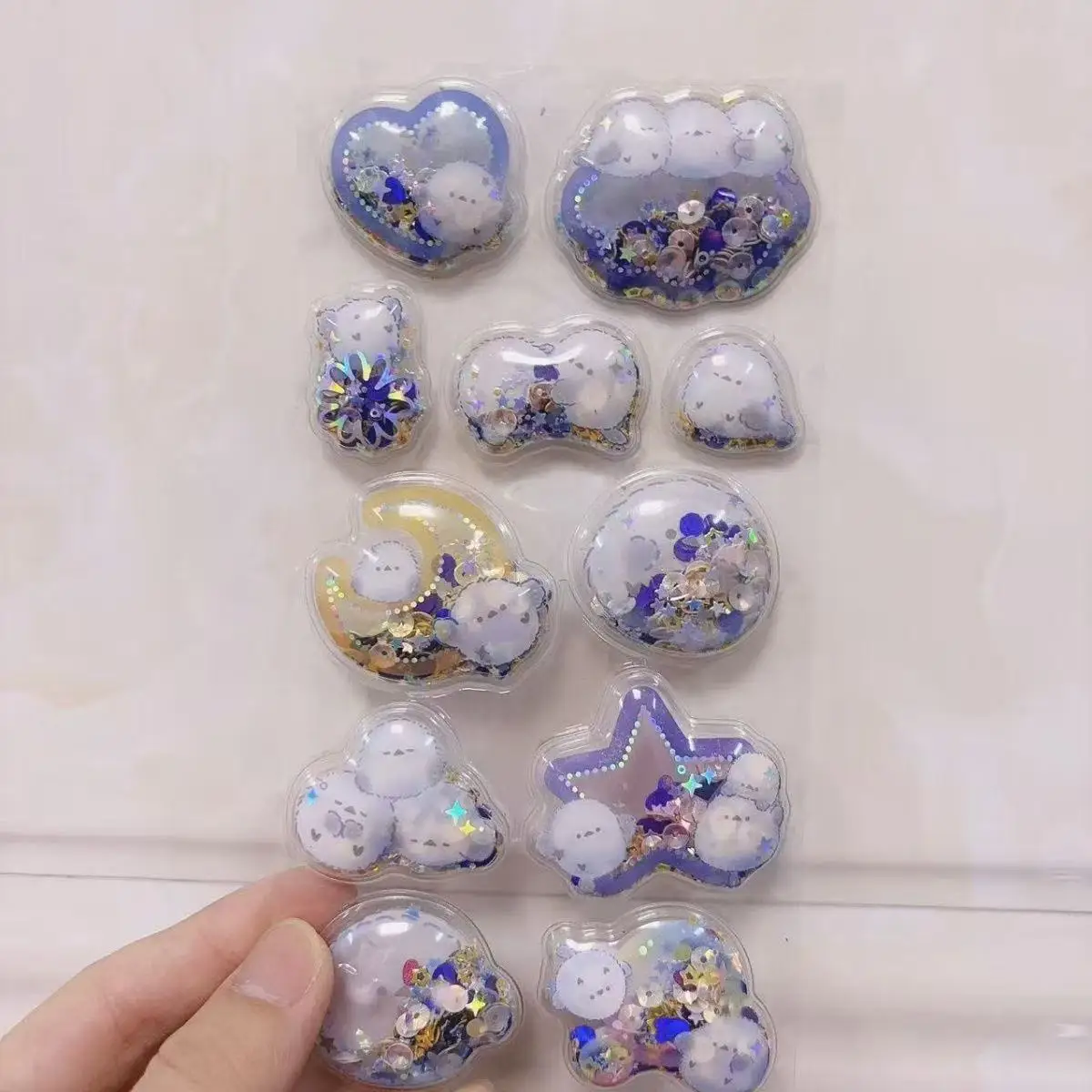 Japanese Style Cartoon Water Drop Stickers Creativity Retro Flash Mobile Phone Case Decorationstudent Diy Handbooks Stickers