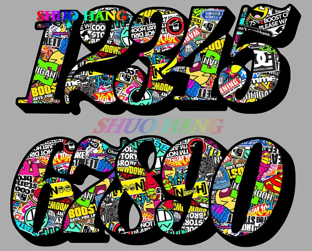 

ATV SX BMX Motocross 0 1 2 3 4 5 6 7 8 9 Racing Number Helmet Racing Vinyl Decals Motorcycle Accessories Sticker