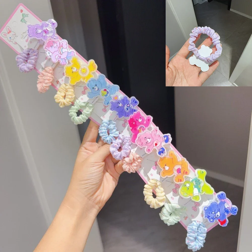 

10pcs/set Kawaii Cute Care Bears Anime Peripheral Cartoon Sweet Hair Tie Schoolgirl Hair Accessories Attachment Festivals Gift