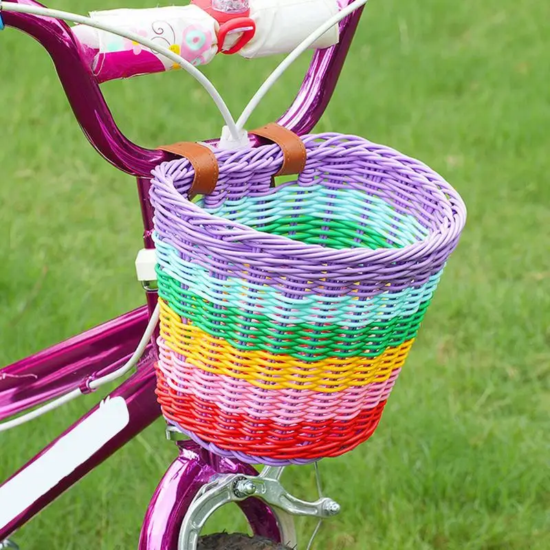 Bike Basket For Kids Eye-Catching Woven Basket Bicycle Accessories Sturdy Lining Handlebar Bicycle Basket Easy Install