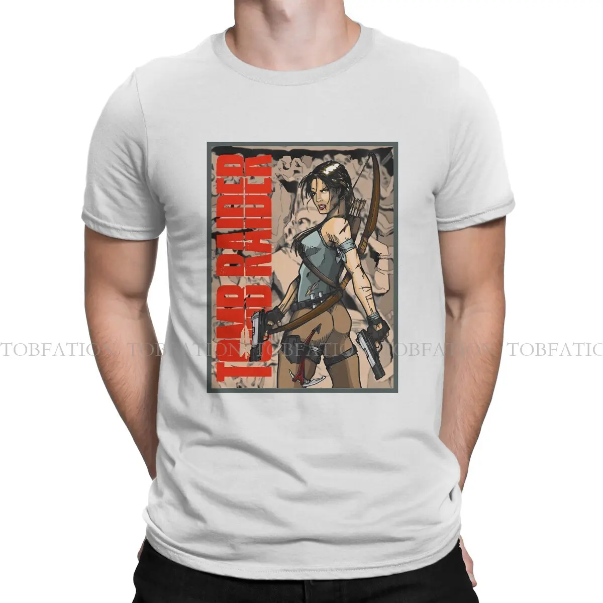 Camiseta de algodón puro para hombre, camisa básica con estampado de juegos de aventura de acción de Tomb Raider, Lara Croft