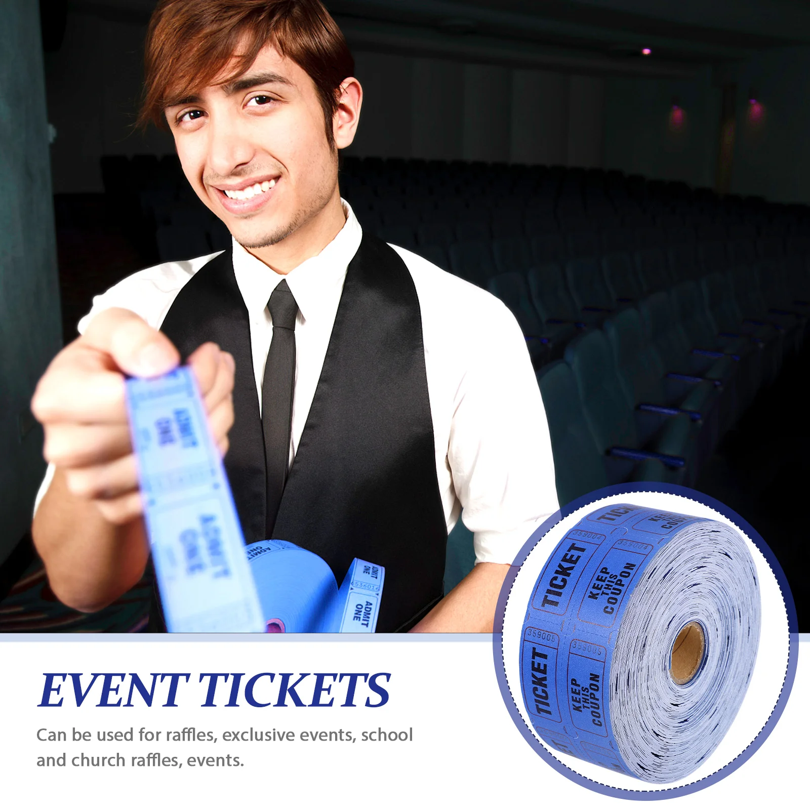 Lottery Raffle Tickets Prize Game Vouchers for Party Labels Events Blue Universal