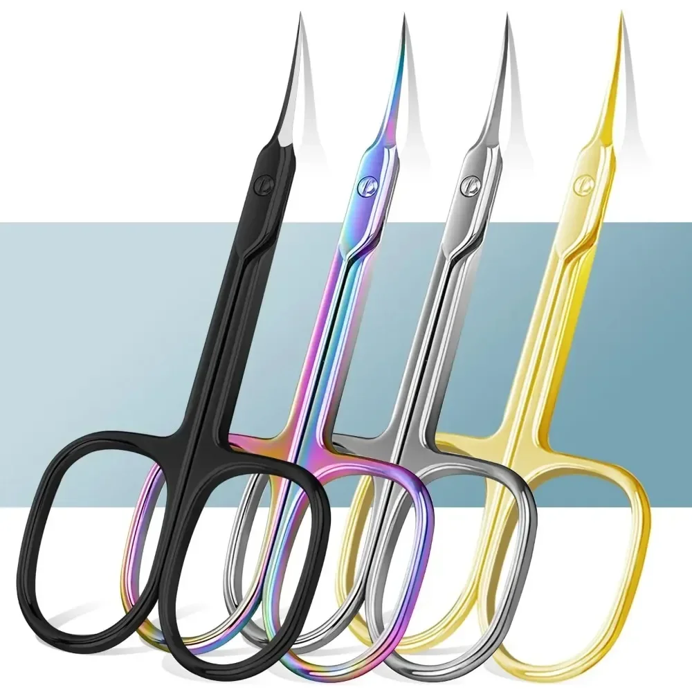 Russian Manicure Scissors Cuticle Regrowth Cut Curved Tip Nail Pedicure Grooming Professional Stainless Steel Dead Skin Remover