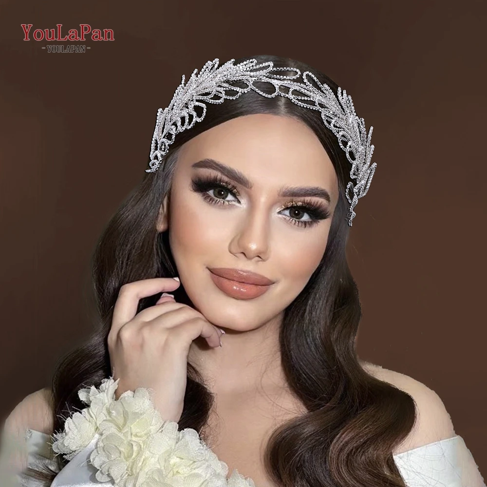 YouLaPan Bride Tiaras Fashion Women Hair Accessories Elegant Girls Wedding Headband Bride Banquet Diamond Chain Hair Hoop HP653