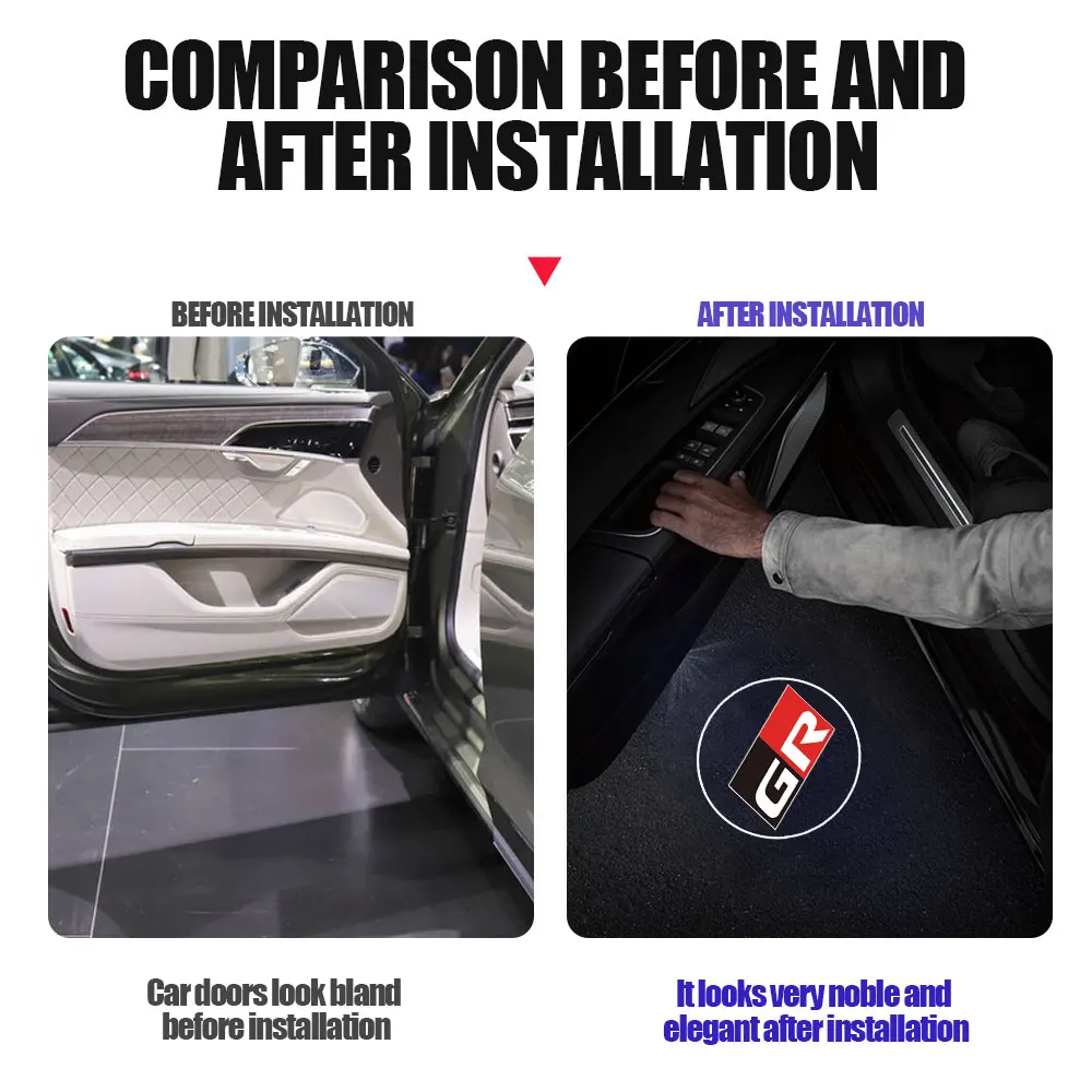1/2pcs GR SPORT Logo Car Door Welcome Light Projector Shadow Lamp for Toyota Prius Avensis Rav4 Land Cruiser Auris Yaris Corolla view 5
