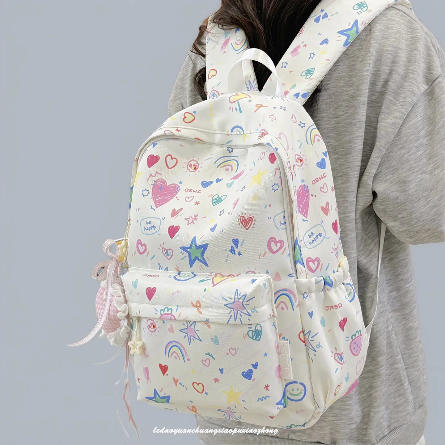 College Style Sweet Graffiti Style Backpack Women's Large-capacity Campus College Student Schoolbag Girl Lightweight Backpack