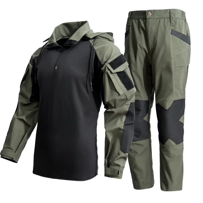 Taktische Cargo-Anzüge T-Shirt und Cargo-Hose Herrenbekleidung Hemden Airsoft Paintball Jagdbekleidung Verschleißfest Outdoor – Detail 2