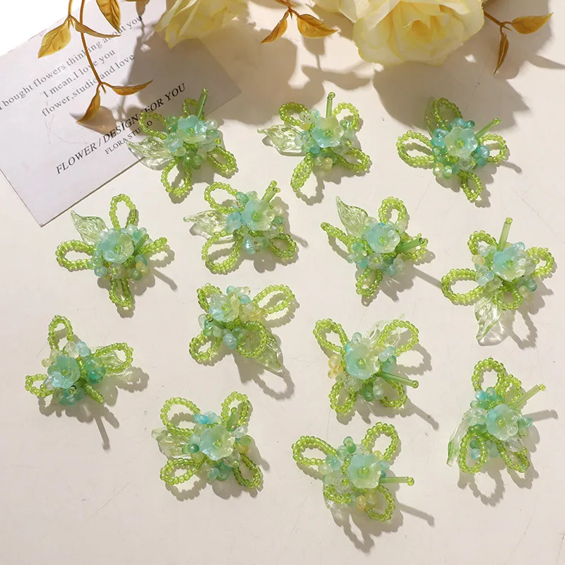 Shoe Charms Colorful Tassel Beaded Flower Cluster 1 Piece Handwoven Sweet Forest Korean Decor for Clogs Jelly Crystal Shoes