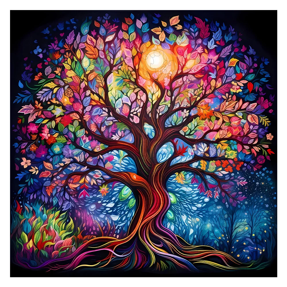 

Fantasy Colorful Tree Wooden Puzzle – Challenging Adult Puzzle & Stress-Relieving Art Vibrant Botanical Design | Premium Wooden