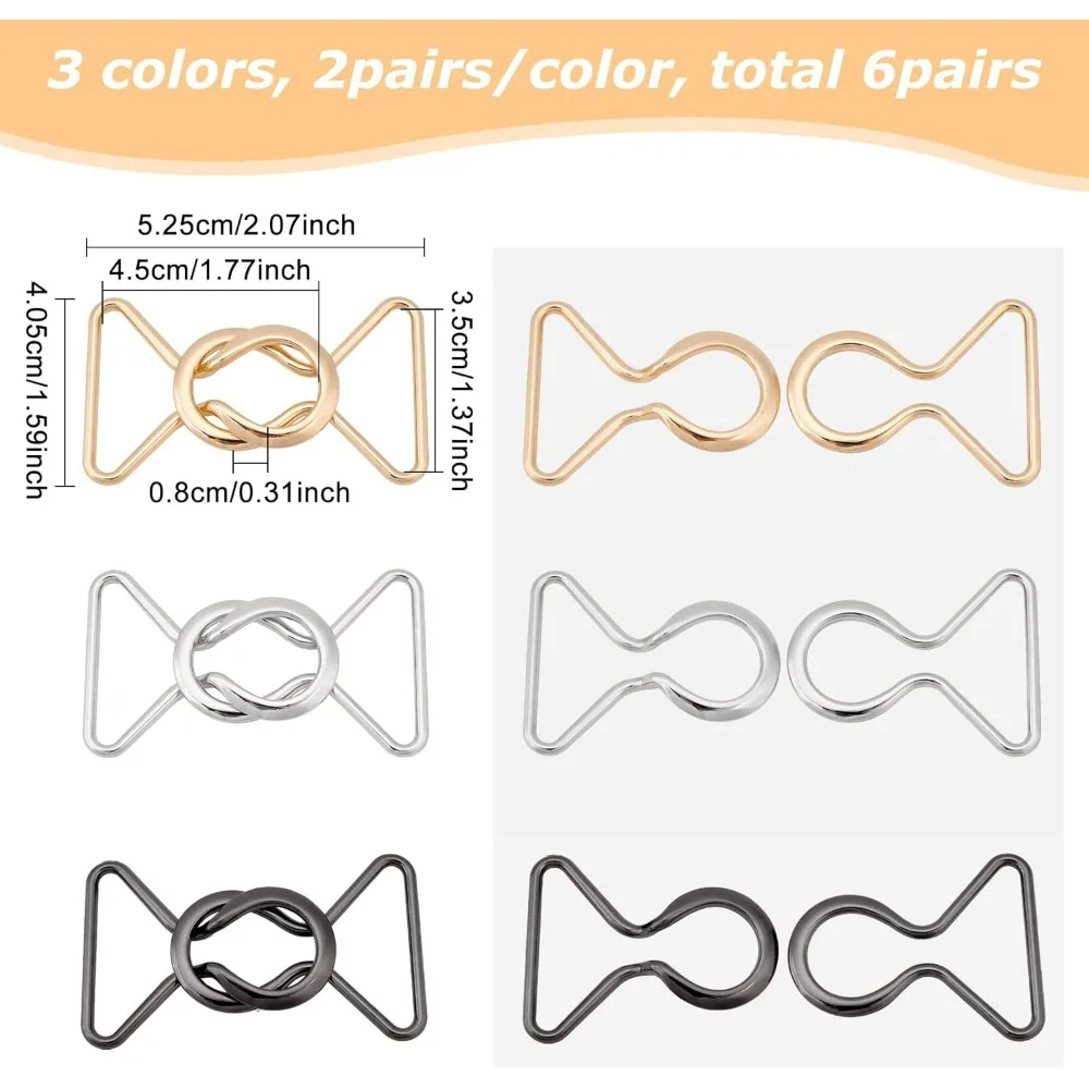 6 Set 3 Colors Interlocking Metal Buckle 2x1.6inch Interlocking Buckle Clasp Belt Accessories for DIY Waist Belt Hand Making Kit