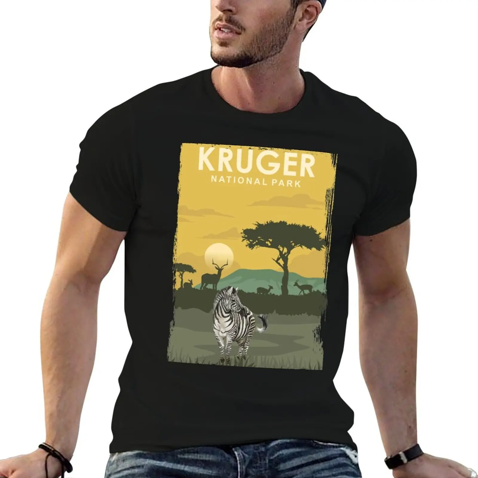 

Kruger National Park Travel Poster South Africa T-Shirt cute tops anime t shirts mens vintage t shirts