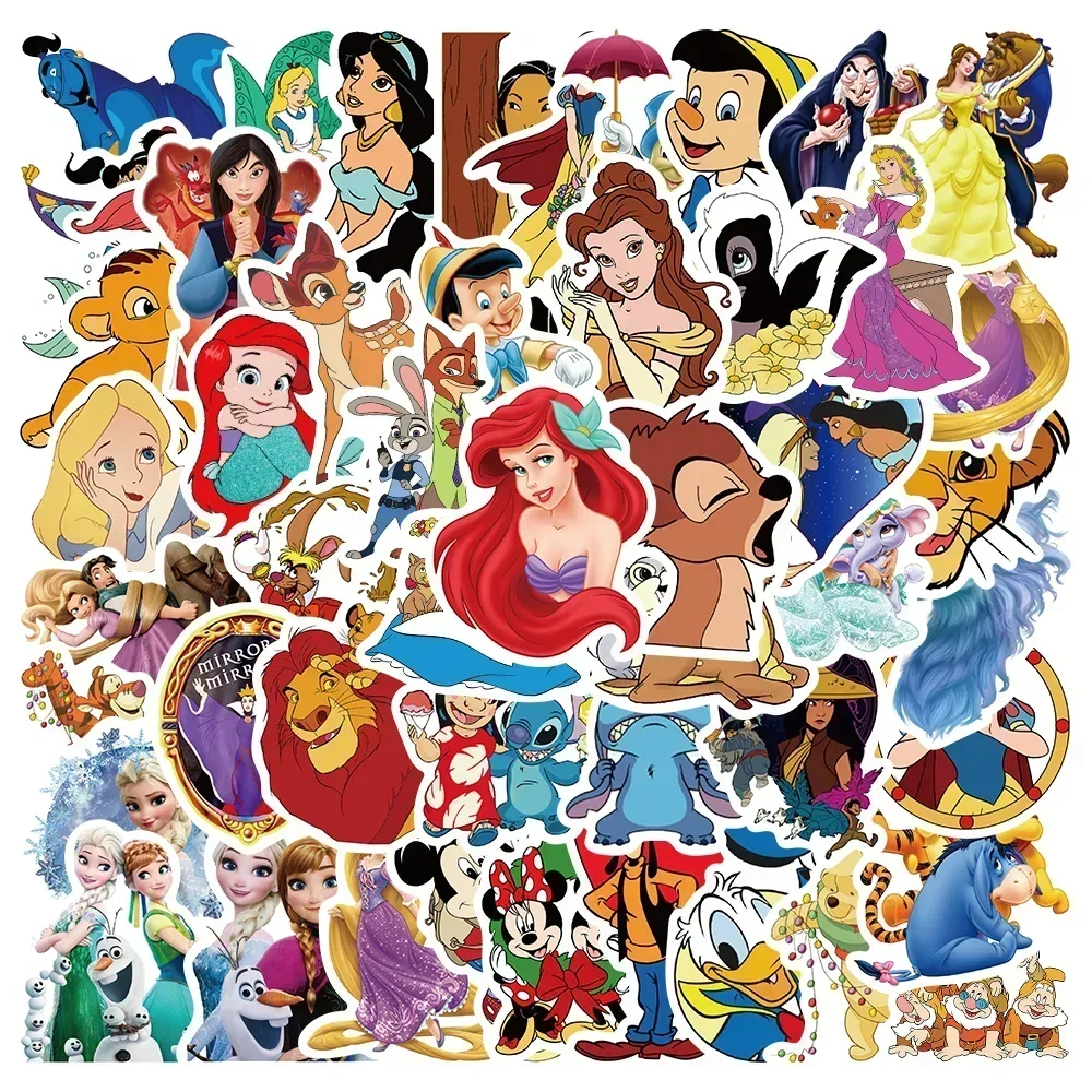 50pcs Kids The Little Mermaid Stickers Cute Disney Ariel Princess Catoon Graffiti Decals Phone Book Stationery Graffiti Decals