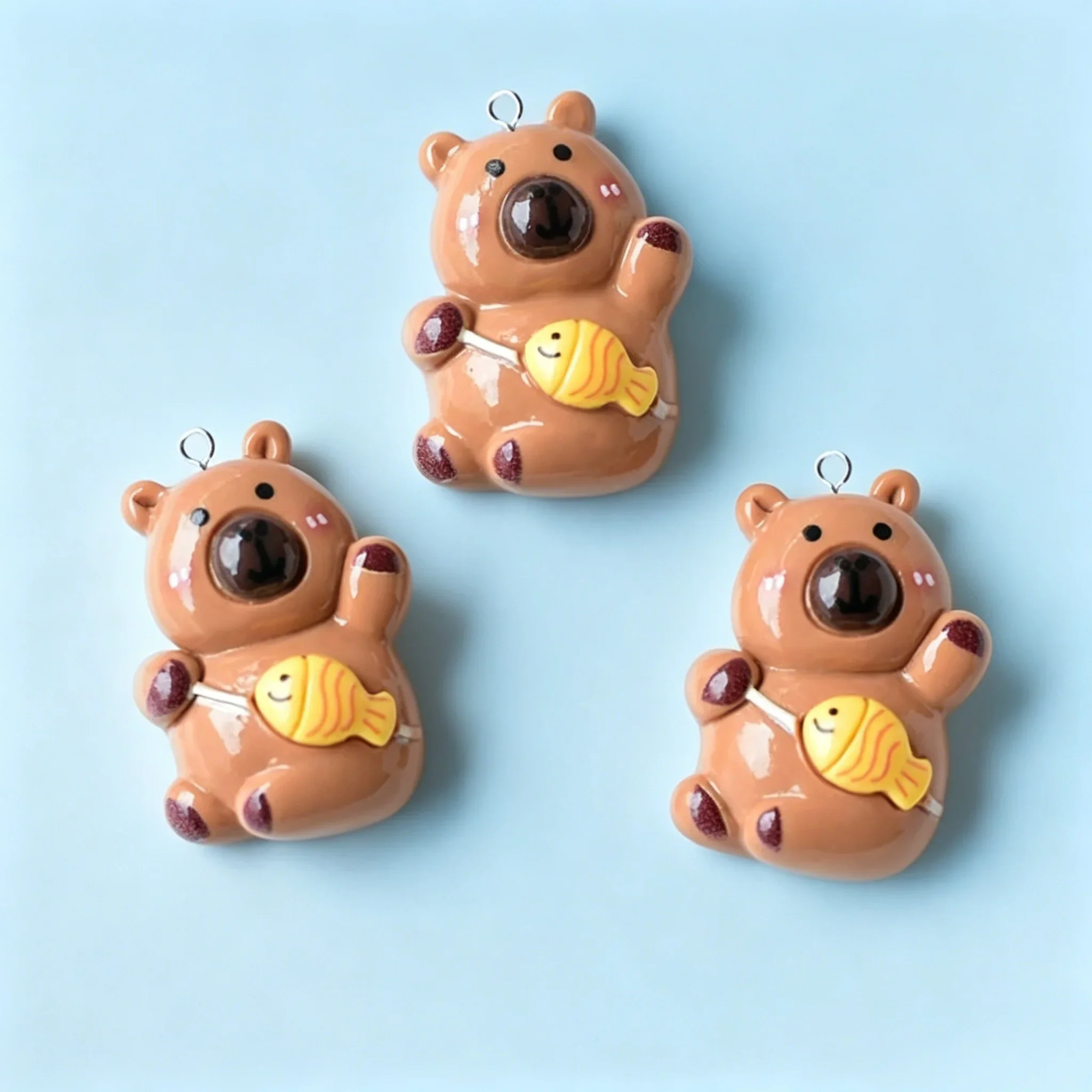 10Pcs Flatback Resin Charms Kawaii Fruit Capybara, Cute Animal Pendants for DIY Earrings Keychains Craft Accessories view 4