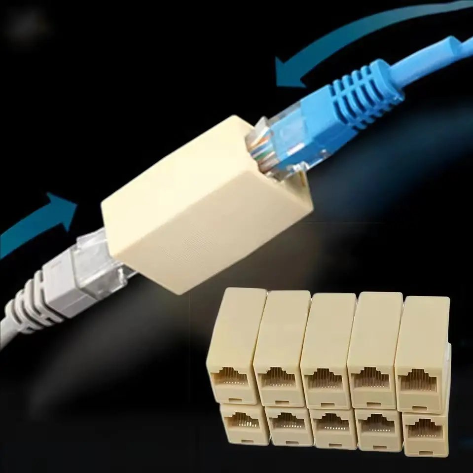 5/10Pcs Network Ethernet Dual Straight Head Lan Cable Joiner Coupler RJ45 CAT 5 5E 6 6a Extender Plug Network Cable Connector