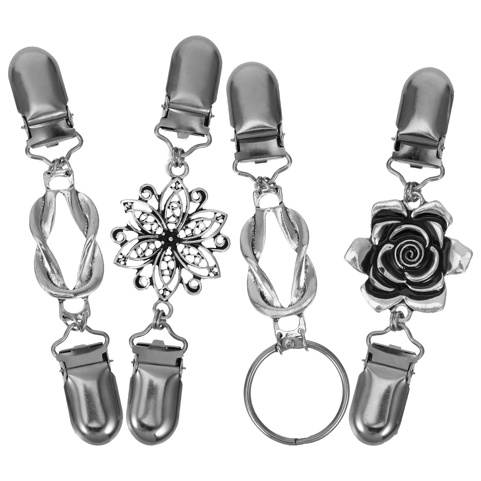

4Pcs Dress Cinch Clip Vintage Shawl Clips for Women Alloy Back Waist Buckle Sweater Cardigan Scarf Clothing Fasteners