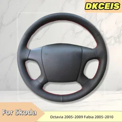 DIY Car Steering Wheel Cover Faux Leather Breathable For Skoda Octavia 2005-2009 Fabia 2005-2010 Steering Wheel Braiding Cover