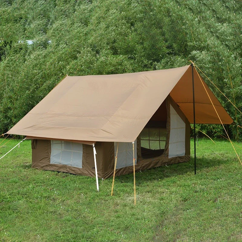 2026 PVC Air Column Cabin House Inflatable Camping Tent 4 Season Waterproof Windproof Clear Skylight Air Tent with Mesh Window/D