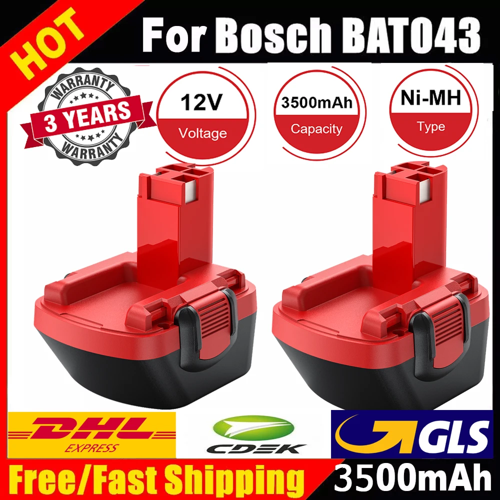 

For Bosch 12V 3500mAh Ni-MH Battery BAT043 D70745 PSR 12 GSR 12 VE-2 GSB12 Rechargeable Batterys BAT038 BAT045 BAT040