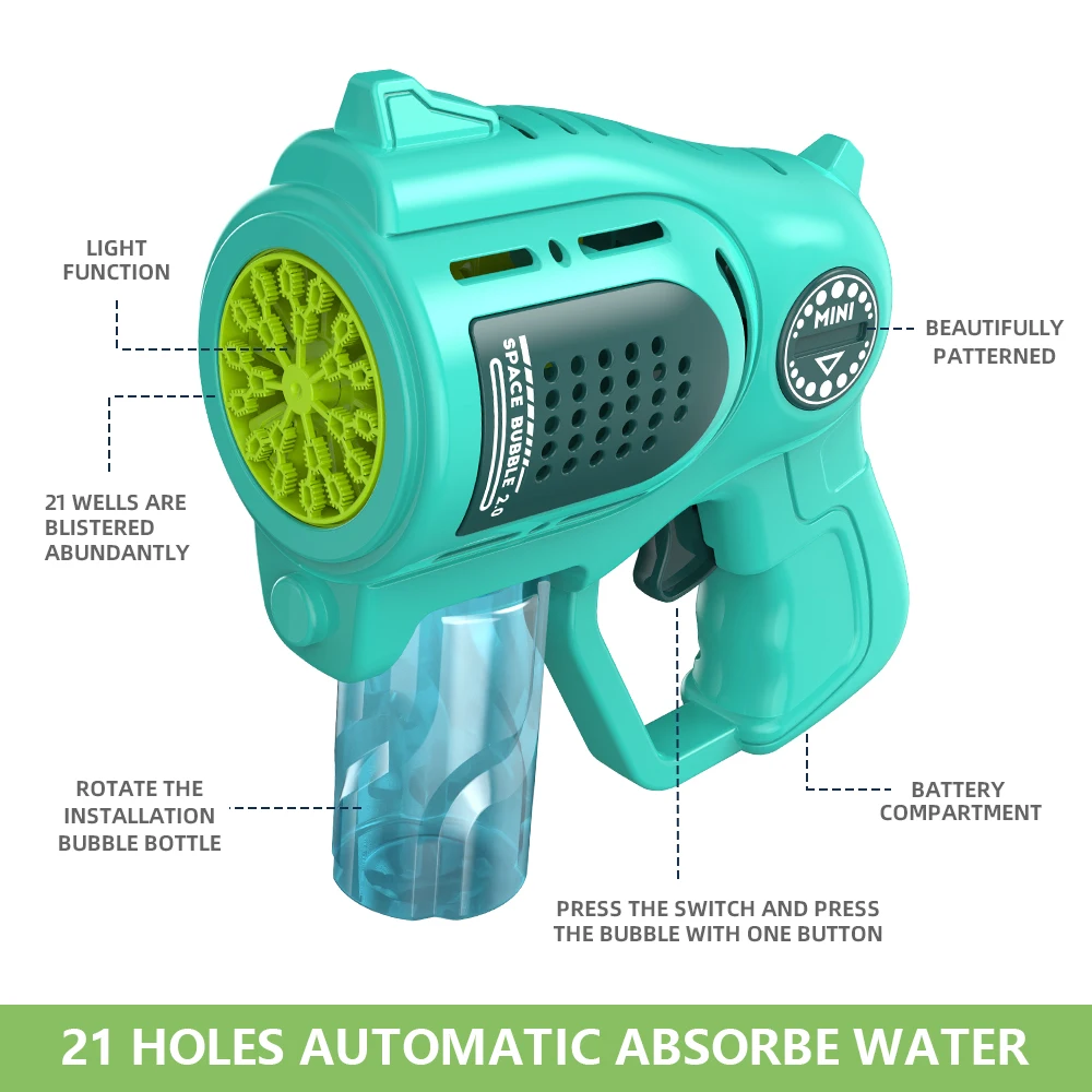 21-hole electric bubble machine, colorful lighting effect, a gift for children, happy time, play together (no bubble water)