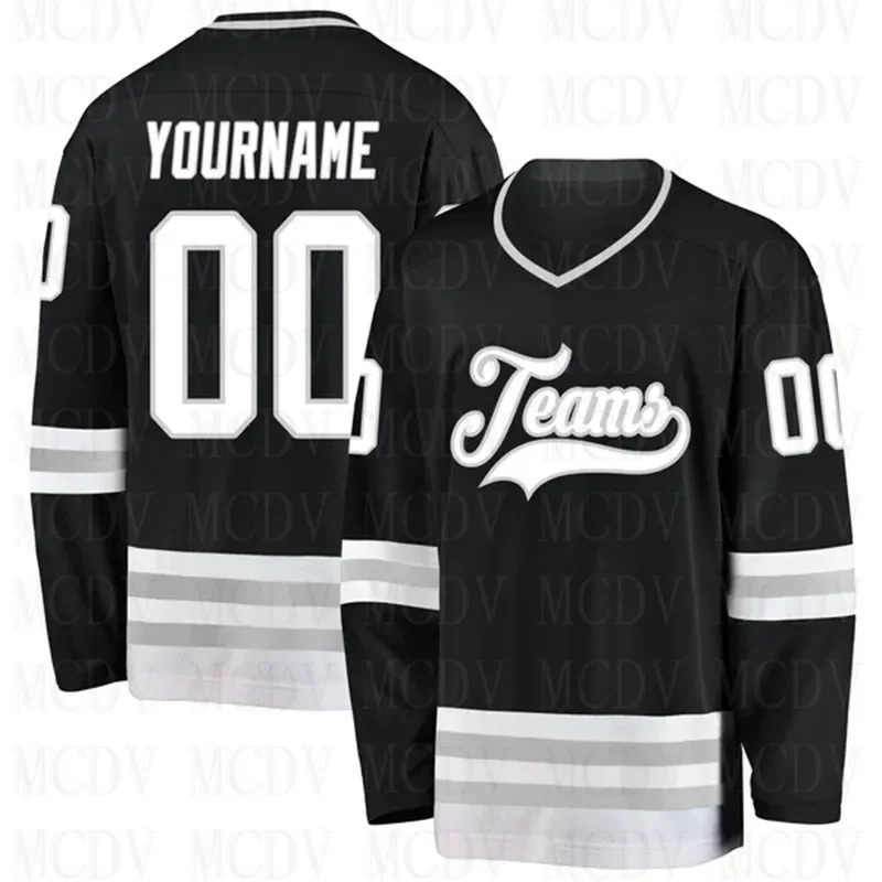 Custom Black Green-Gold Hockey Jersey 3D Print You Name Number Youth Mens Women Ice Hockey Jersey Competition Training Jerseys