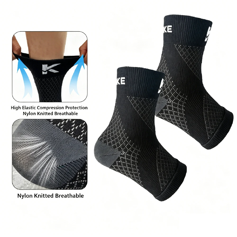 1Pair Open‑Toe Compression Foot Sleeves, Supportive Ankle Socks with Arch Cushioning, Neuropathy Socks To Ease Foot Fatigue