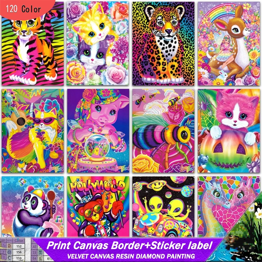 5D DIY 120 Ccolor Resin Diamond Painting With Stickers Kit Animals Tiger Giraffe Cat Mosaic Embroidery Cross Stitch Home Decor