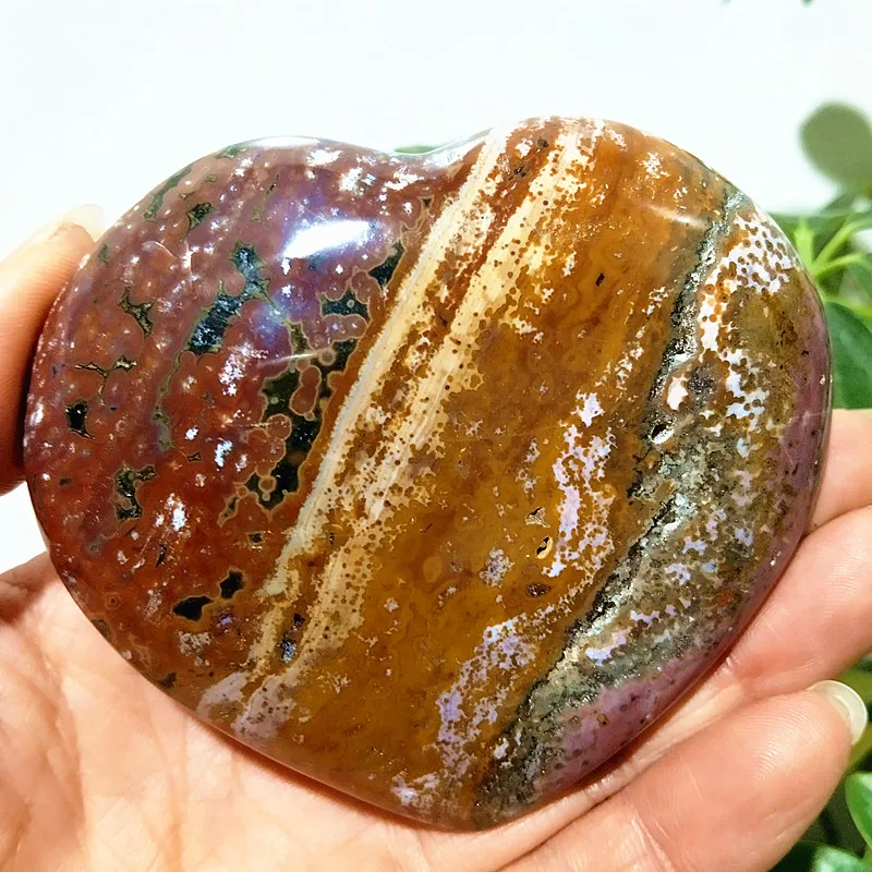 

Natural Stone Ocean jasper Crystals Heart Spiritual Meditation Aquarium Ornaments And Feng Shui Home Decoration Maison