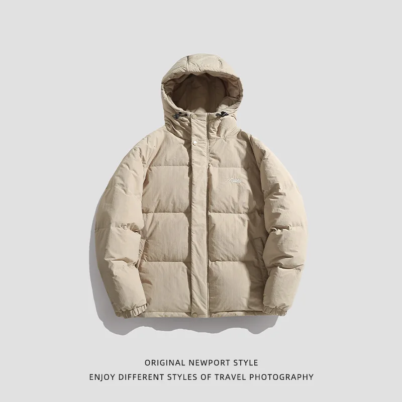 Koreanischen Stil Verdickte Mit Kapuze Baumwolle Jacke Männer Winter Lose Trendy Stickerei Winddicht Mantel Oberbekleidung Männer Kleidung AU-252