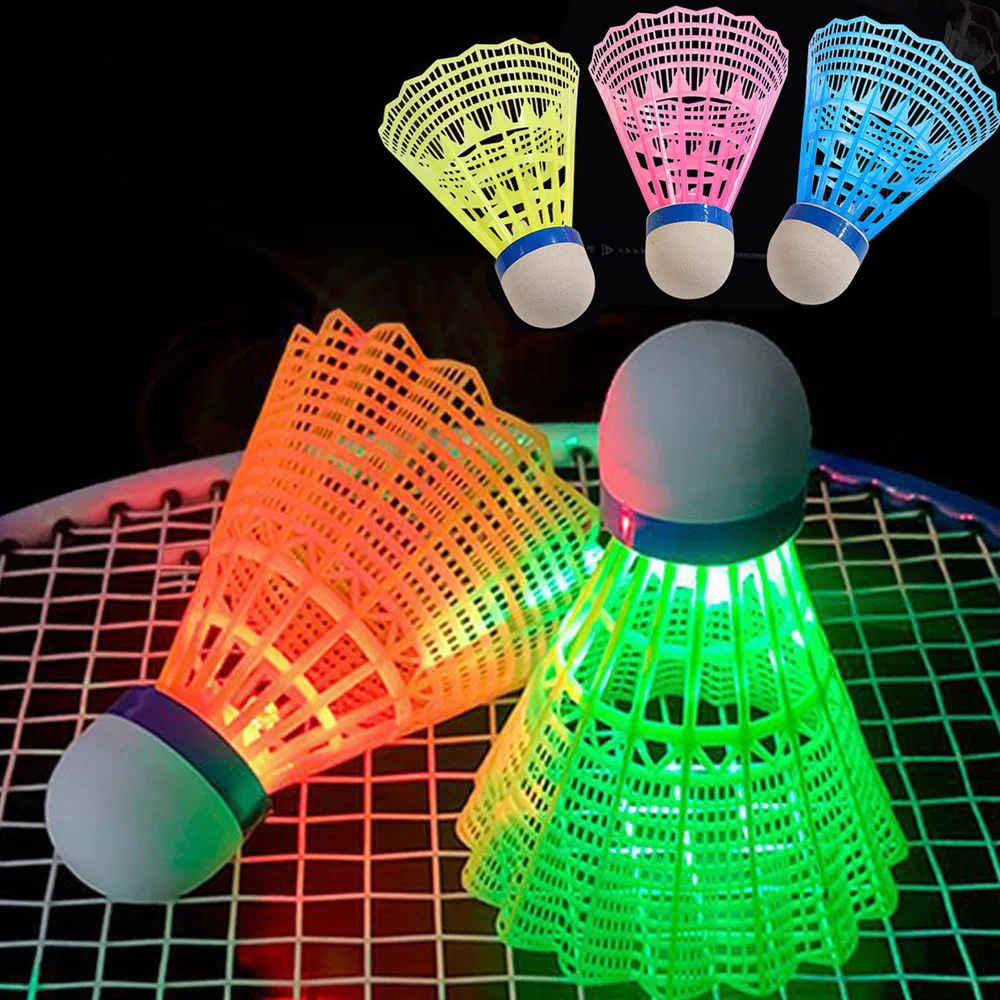 

Multi Color Glow in Dark Badminton Shuttlecock TT4 Light Up Training Balls Durable LED Badminton Set Practice Shuttlecocks