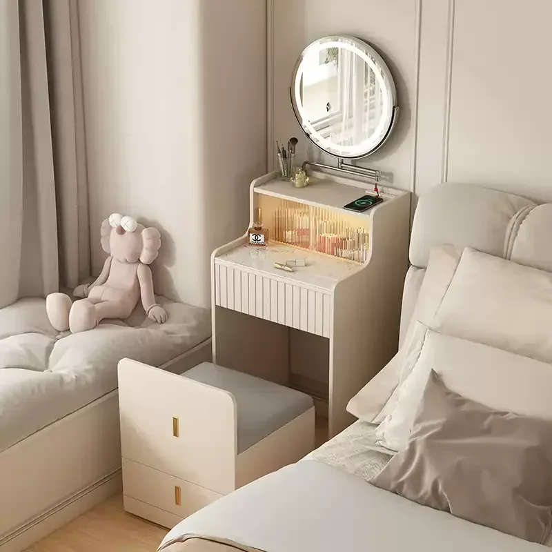 

Cream Wind Small Dresser Bedroom Mini 40cm Extremely Narrow Multifunctional Bedside Storage 50cm