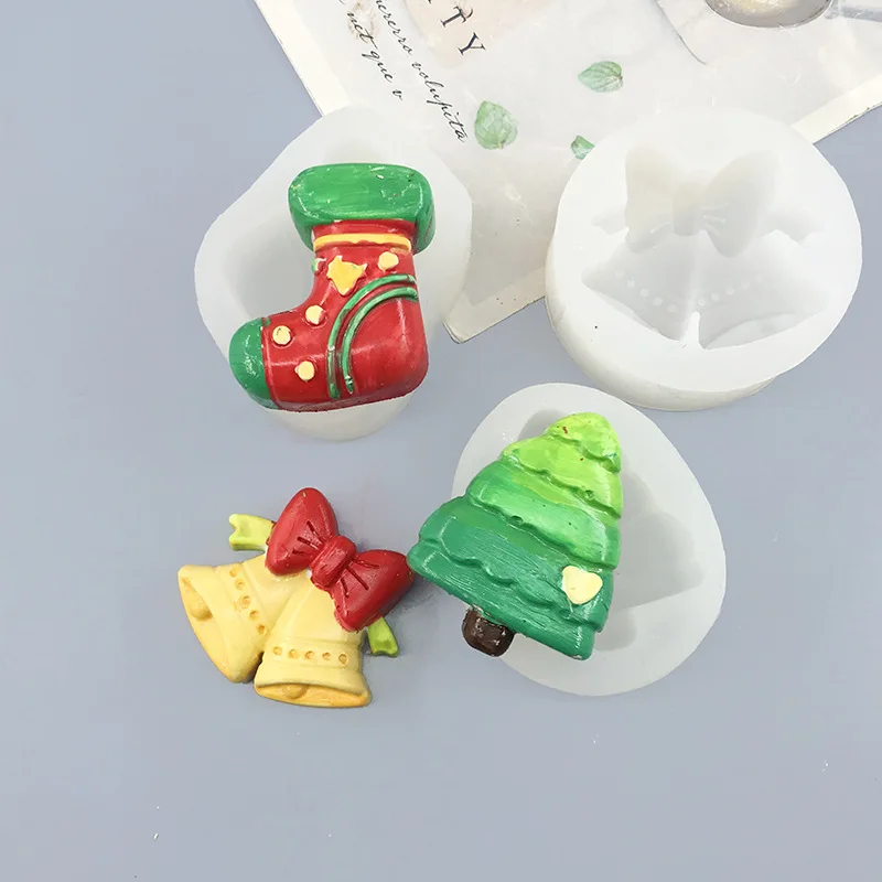 

Новая рождественская елка, рождественские носки, рождественские колокольчики, силиконовая форма для выпечки шоколадной штукатурки, ароматическая свеча, силиконовая форма