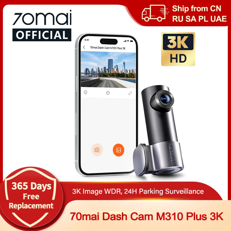 70mai Dash Cam M310 Plus 3K 1620P WDR Voice Control 139° FOV 24H Parking Monitor Car DVR 70mai M310 Plus 3K Car Recorder