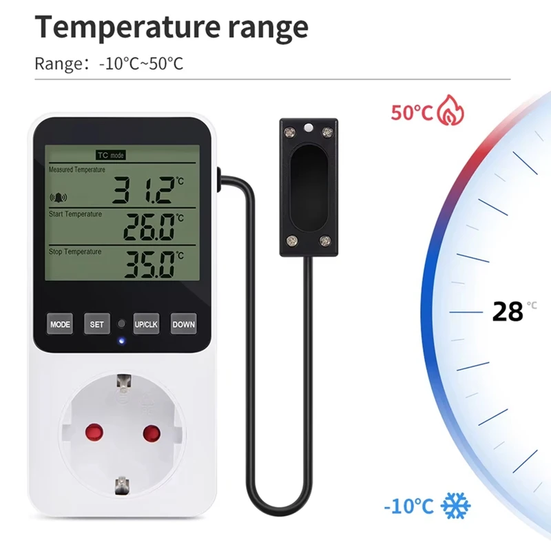 Digital Display Temperature And Humidity Controller Socket Thermostat Heating And Cooling Regulator Smart Socket EU Plug