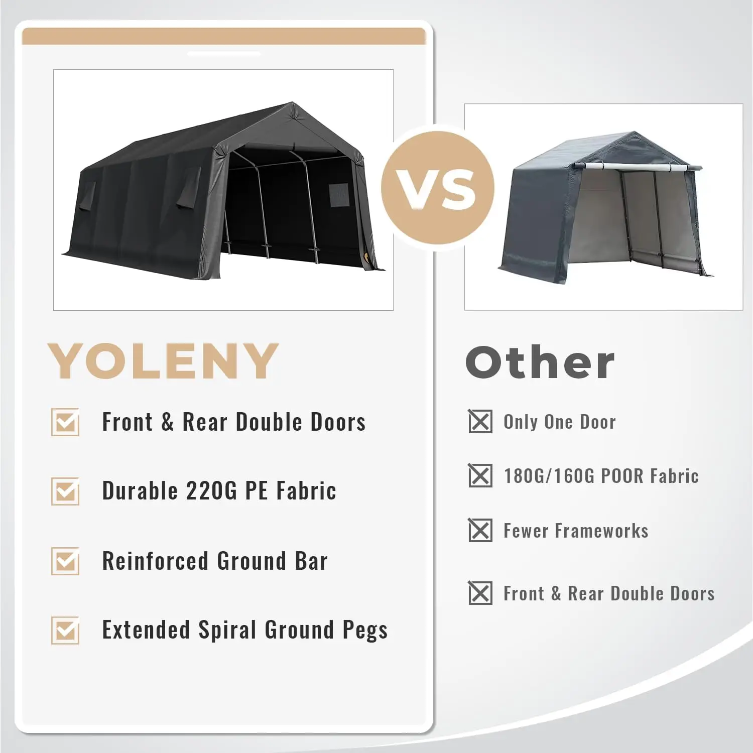 MELLCOM 10x20 kaki tugas berat Carport, garasi portabel dengan semua baja bingkai logam & ventilasi, anti-salju kanopi mobil penyimpanan luar ruangan