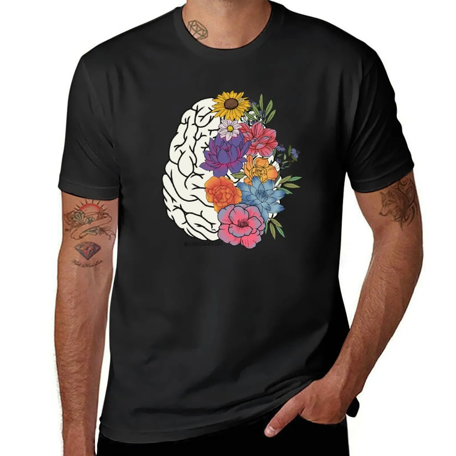 

Floral Brain 2 T-Shirt affliction shirts quick drying summer clothes mens shirts graphic tee
