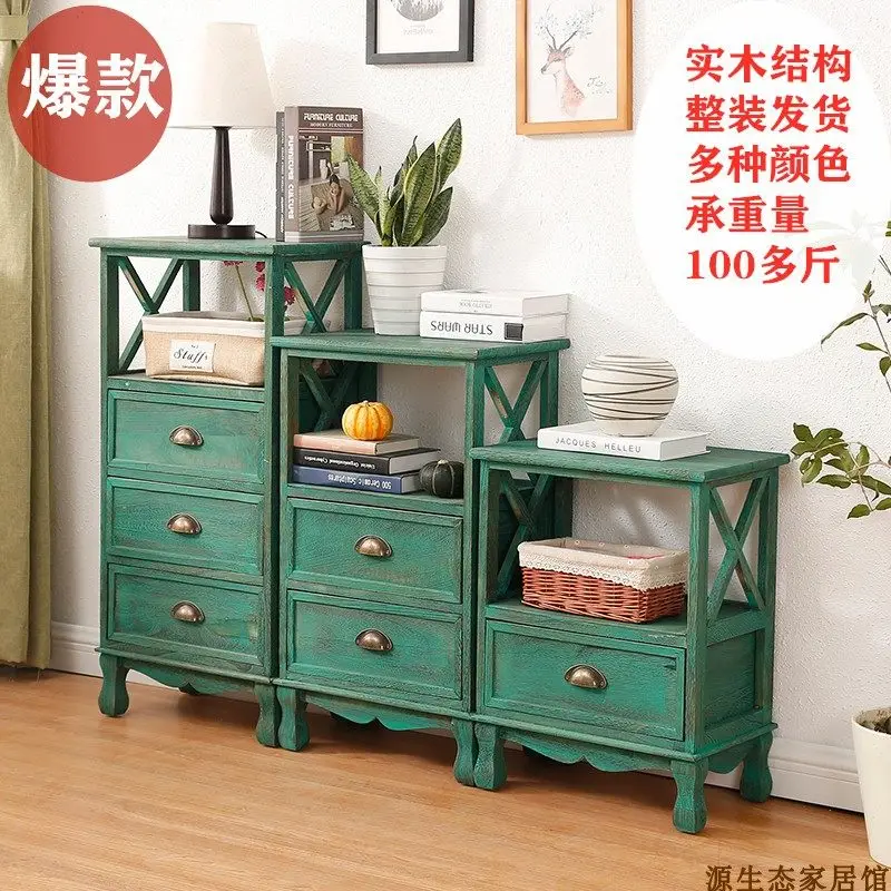 

Американский комод из массива дерева, винтажная прикроватная тумбочка, шкаф для хранения вещей, тумба для гостиной, подставка для цветов, маленький шкафчик
