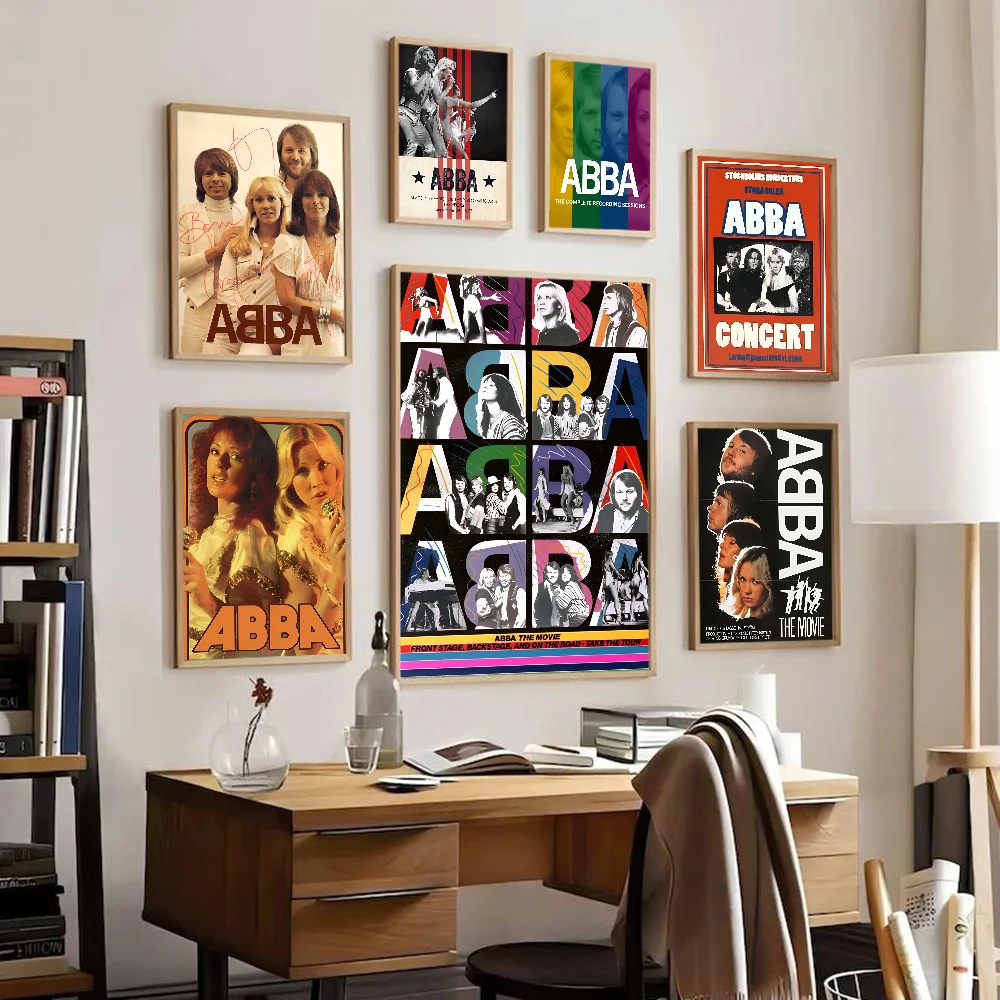 Swedish Pop Music Band Abba Self-adhesive Art Movie Sticky Posters Fancy Wall Sticker For Living Decoration Vintage Painting