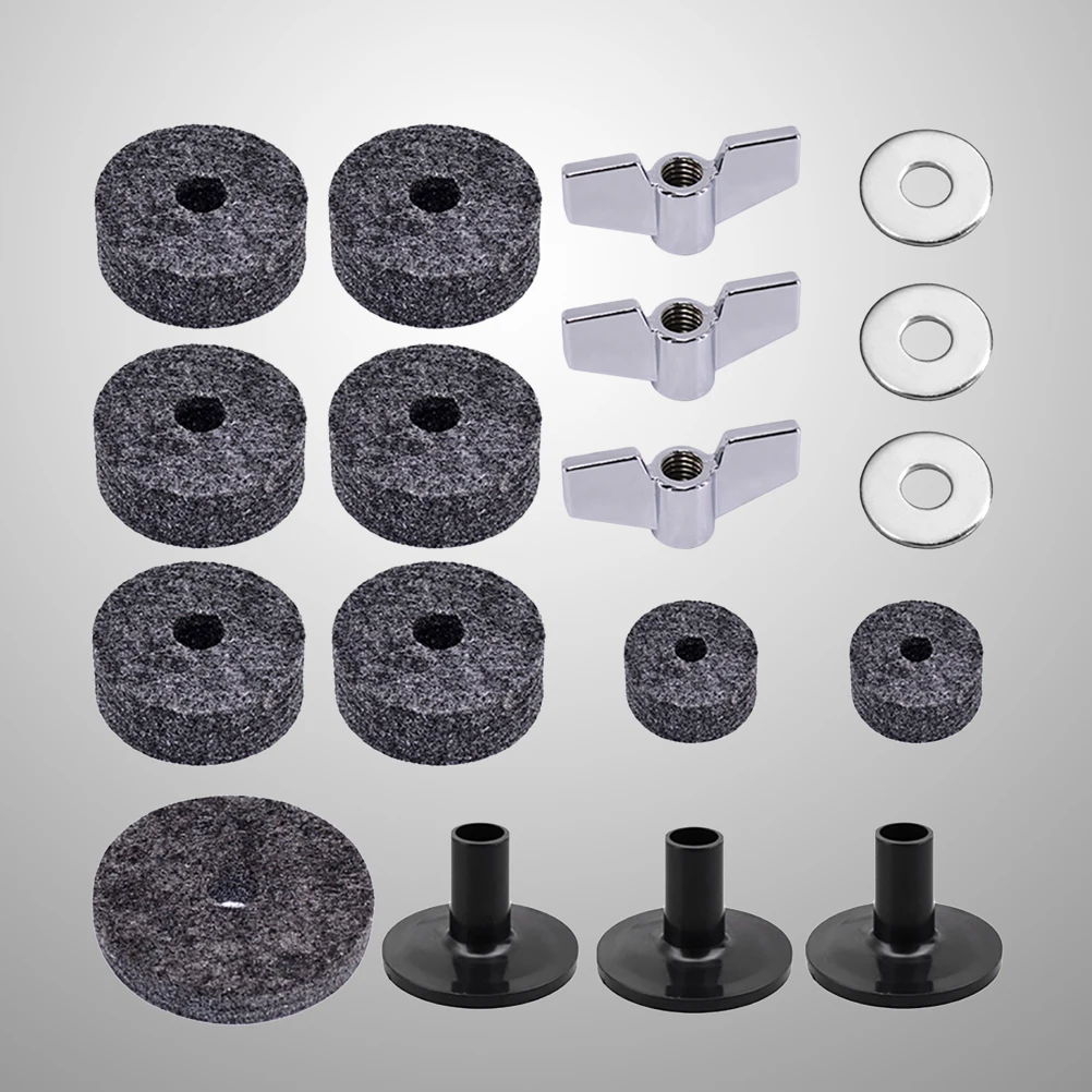 

18pcs Felt Pad Butterfly Nut Drum Accessories Cymbal Stand Washers Noise Reducing Sleeves Wing Dampeners Hat Felts
