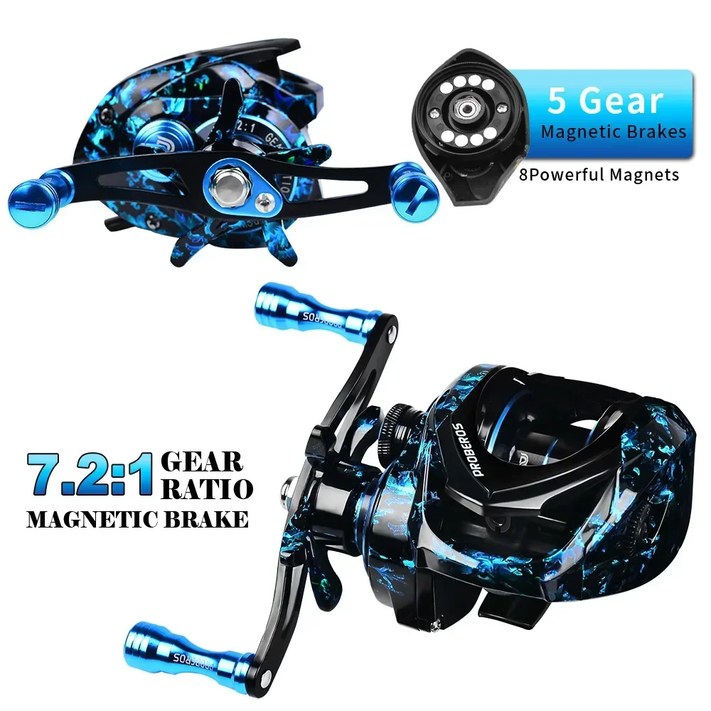 

3+1BB Baitcasting Reel Casting Reel Smooth Metal 7.2:1 Gear Ratio Fishing Reel with Standard or Deep or Shallow Spool for Bass