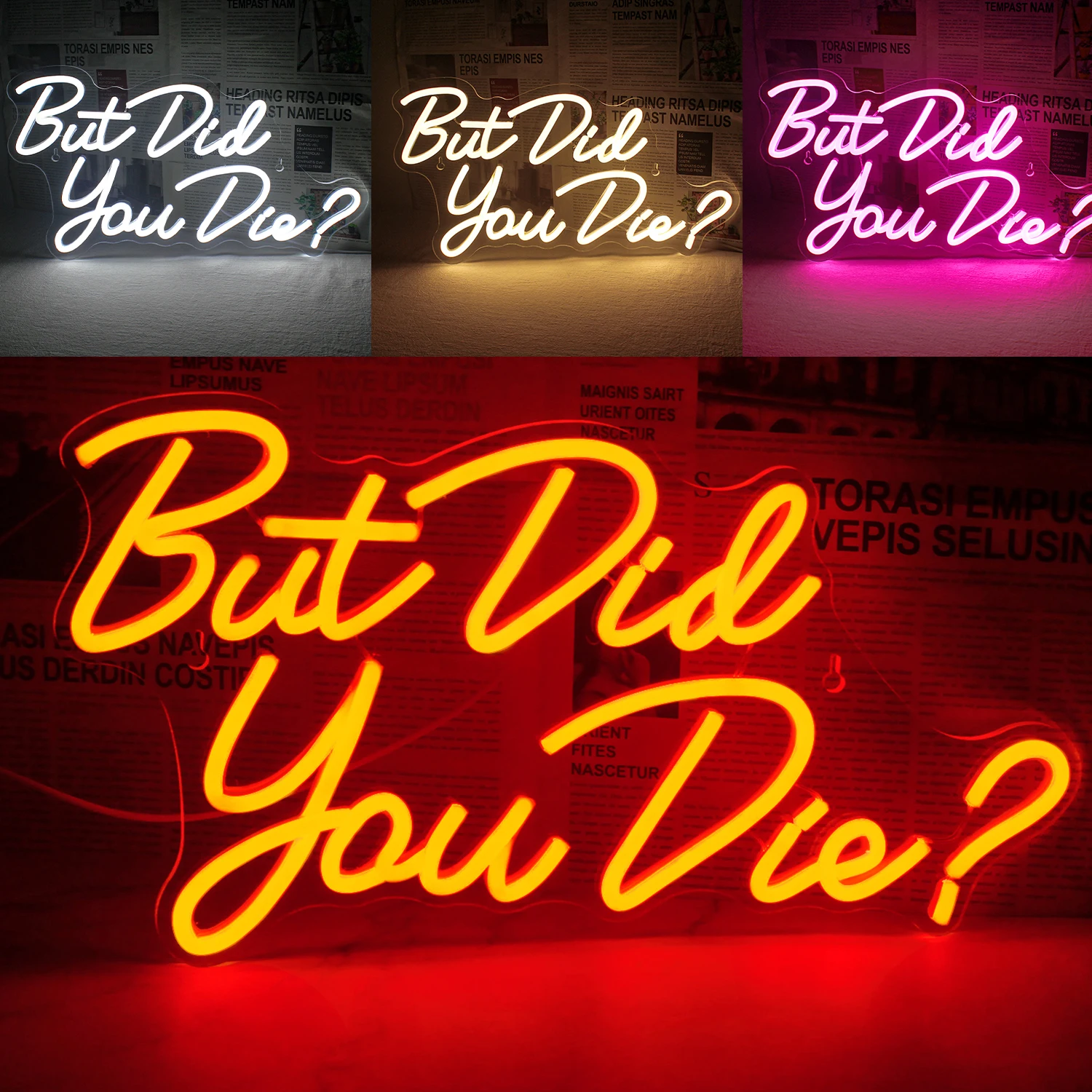 But Did You Die Neon Signs Red White Pink LED Night Light Hanging Personality Home Room Decor Nice Atmosphere Decorative Lamps