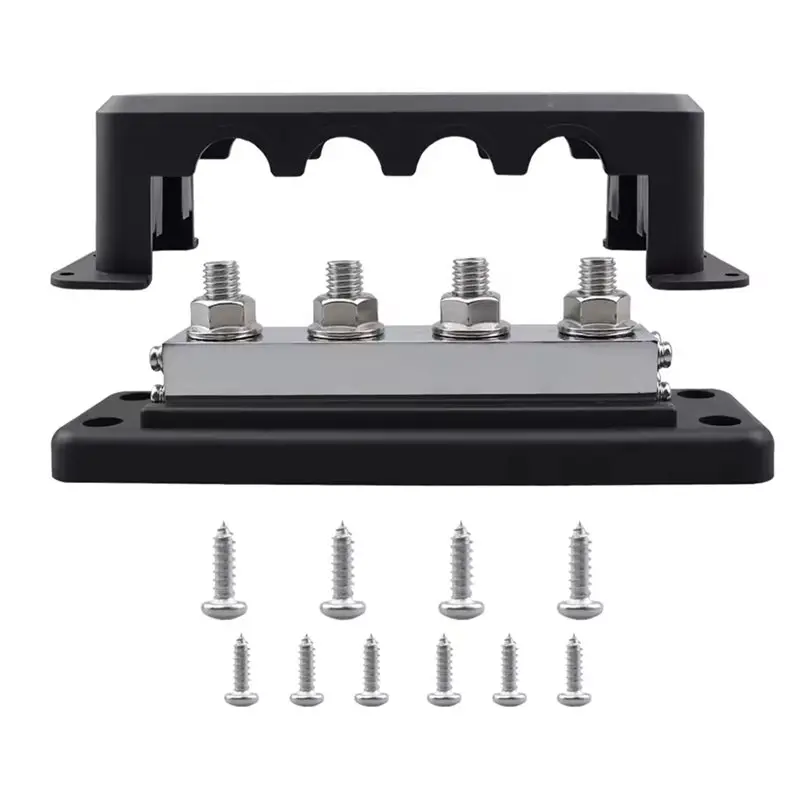 600A 4-Way Busbar Heavy Duty Power Distribution Block M10 Stud-A97E