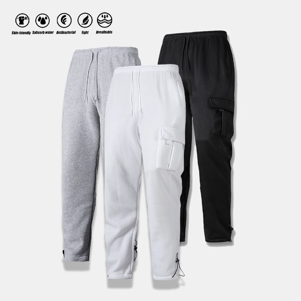 Men's Sweatpants Straight Fit Joggers Loose Oversized Drawstring Long Pants Versatile Work Wear Casual Male Trousers