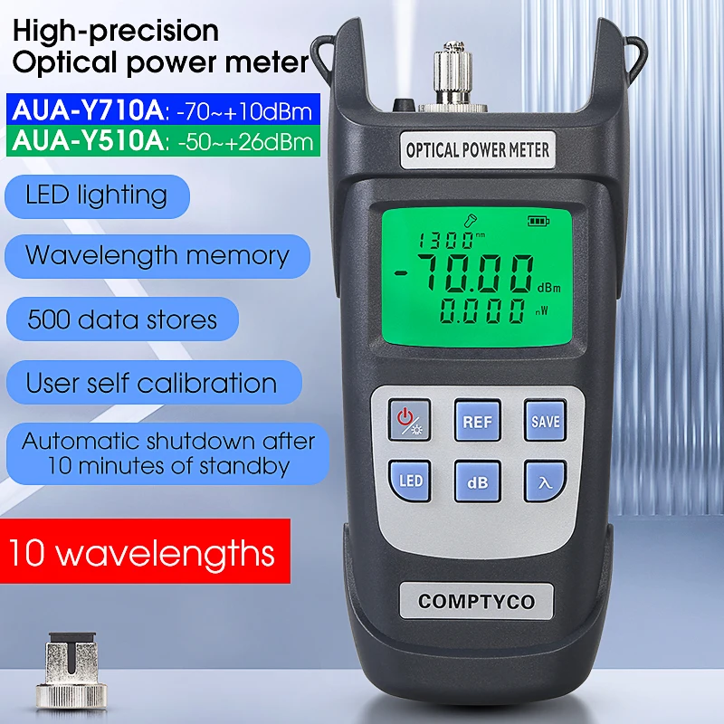 

COMPTYCO AUA-Y710A/AUA-Y510A Измеритель оптической мощности -70 ~ + 10/-50 ~ + 26 дБм Тестер оптоволоконного кабеля OPM FTTH Инструмент для тестирования оптического волокна